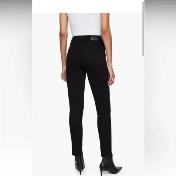 Anine Bing Jagger Jeans Womens 24 Black Low Rise Stretch Denim Skinny Crop Ankle - Picture 4 of 16
